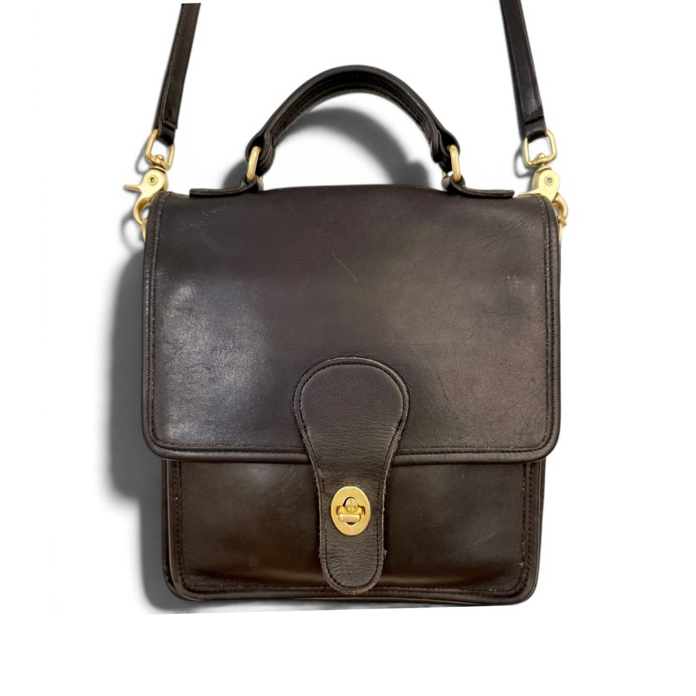 Vintage Coach Black Leather Style 5130 Messenger Bag Costa Rica